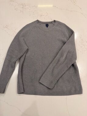 Gap Gray Ribbed Knit Crewneck Sweater Women’s Large